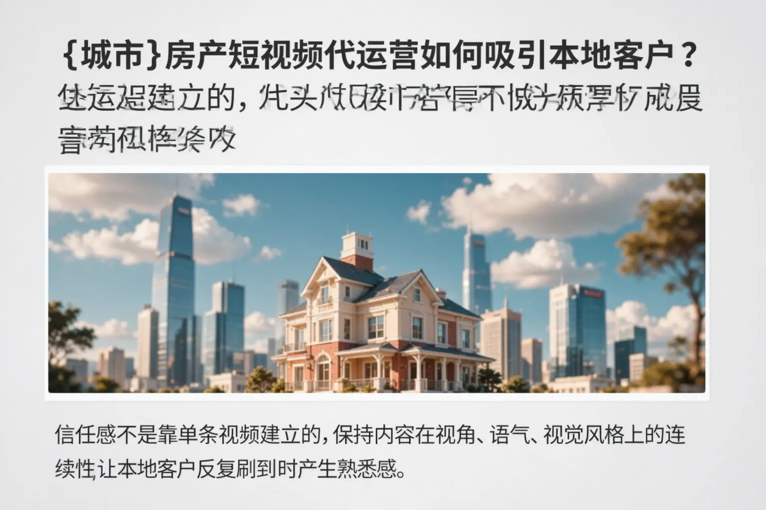和布克赛尔房产短视频代运营如何吸引本地客户？